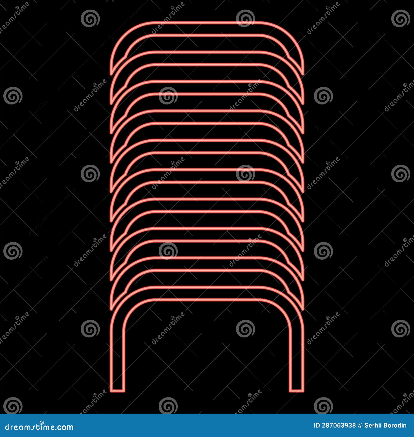 Neon Staples Fastener Pin Red Color Vector Illustration Image Flat