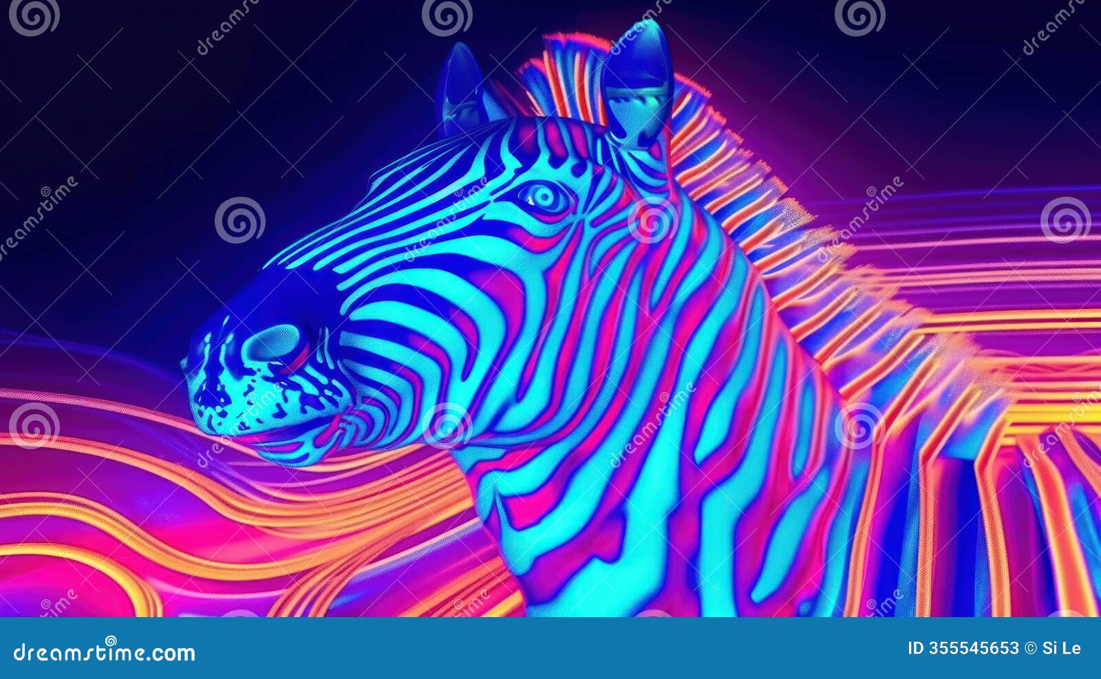 neon striped zebra textured background with psychedelic flair