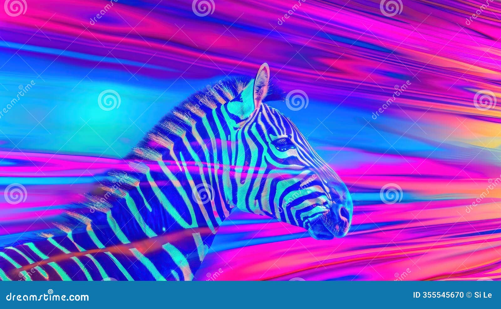 neon striped zebra textured background with psychedelic flair