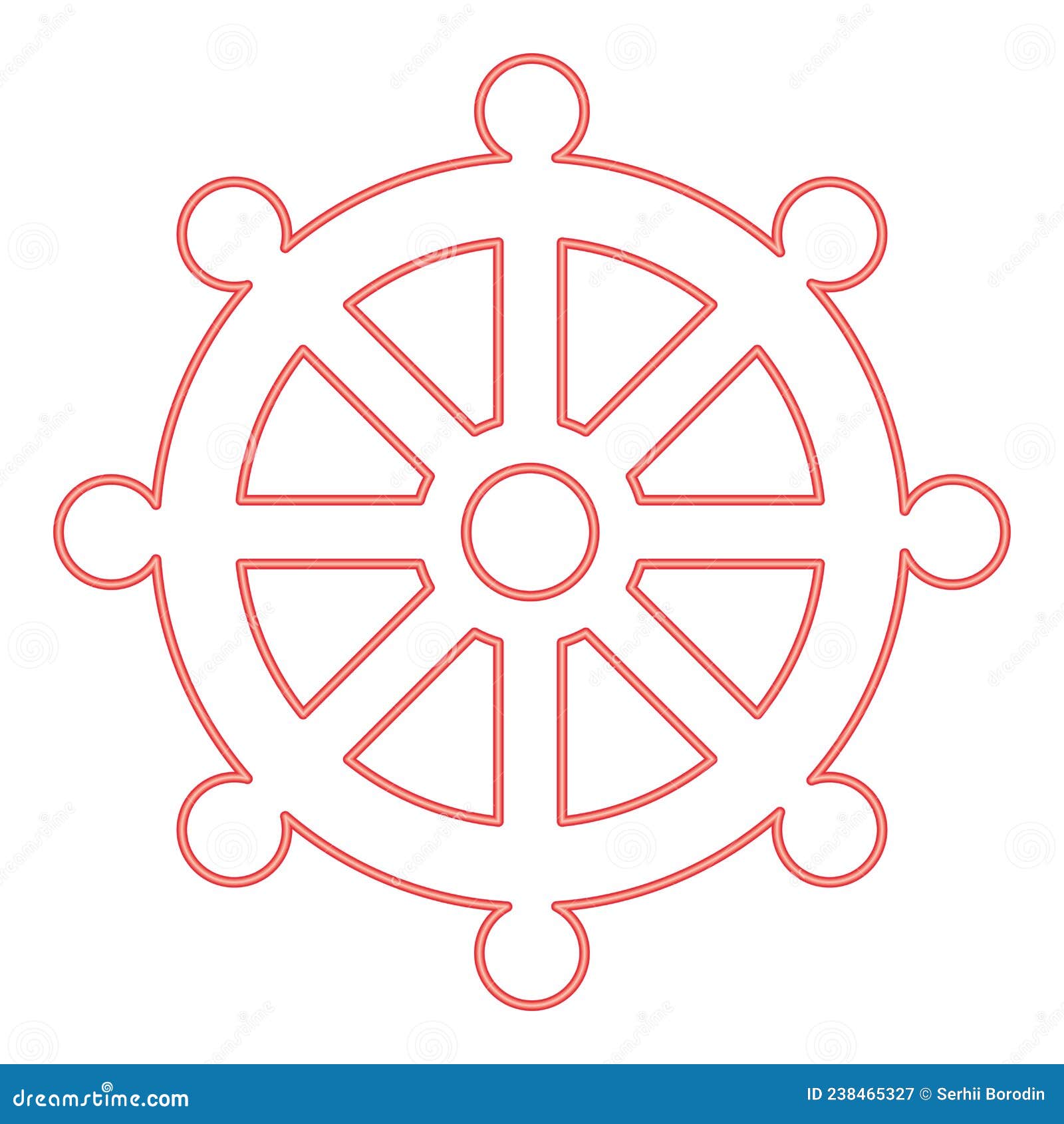 neon  budhism wheel law religious sign red color   image flat style
