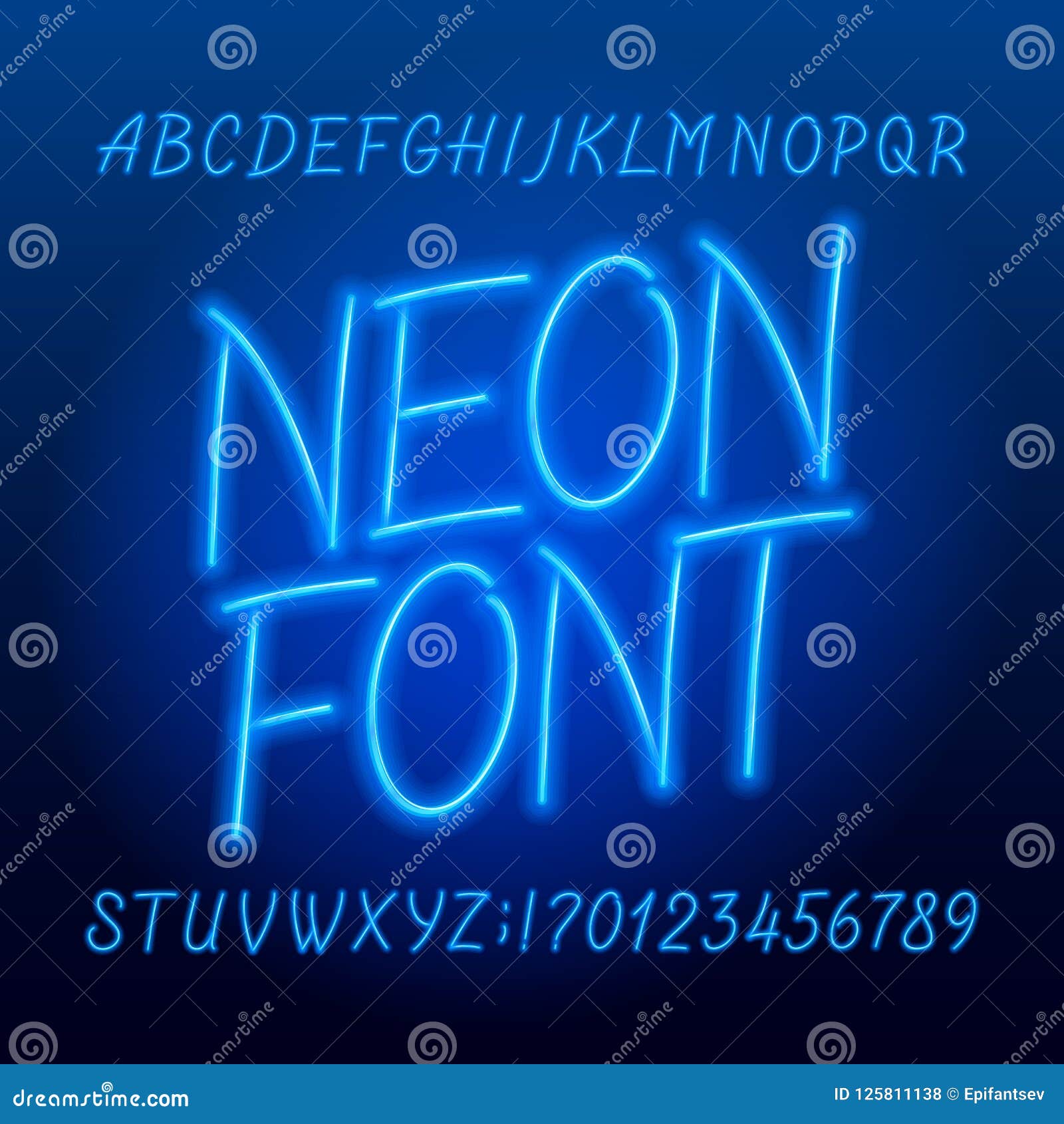 Neon Tube Alphabet Font. Neon Color Script Letters, Numbers and Symbols ...