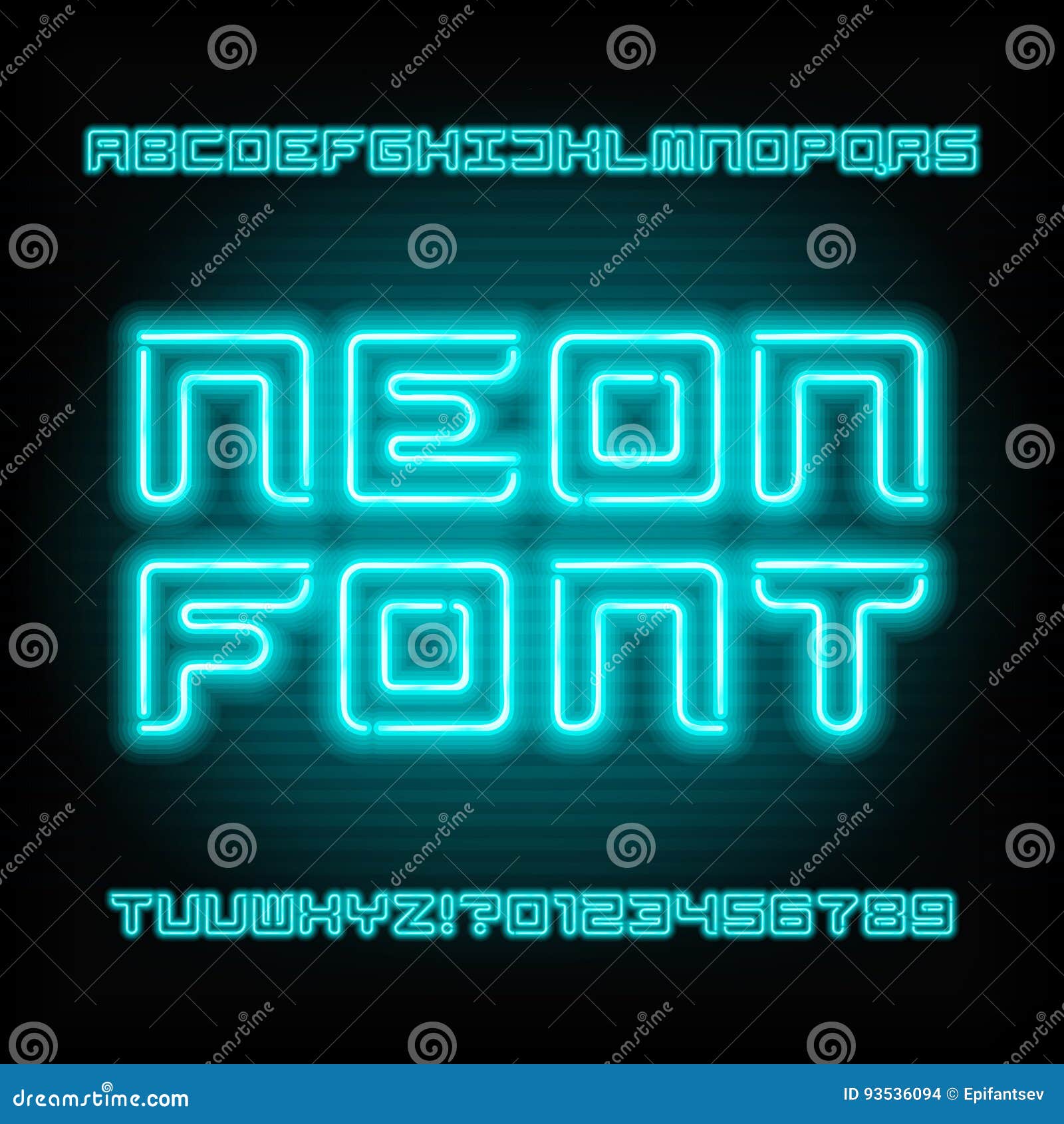 Neon Tube Alphabet Font. Futuristic Vector Typeface. Stock Vector ...