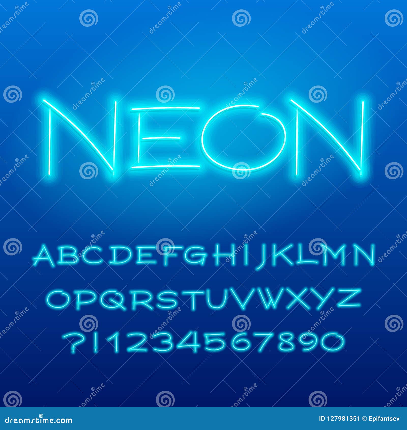 Neon Tube Alphabet Font. Neon Color Hand Drawn Letters, Numbers and ...