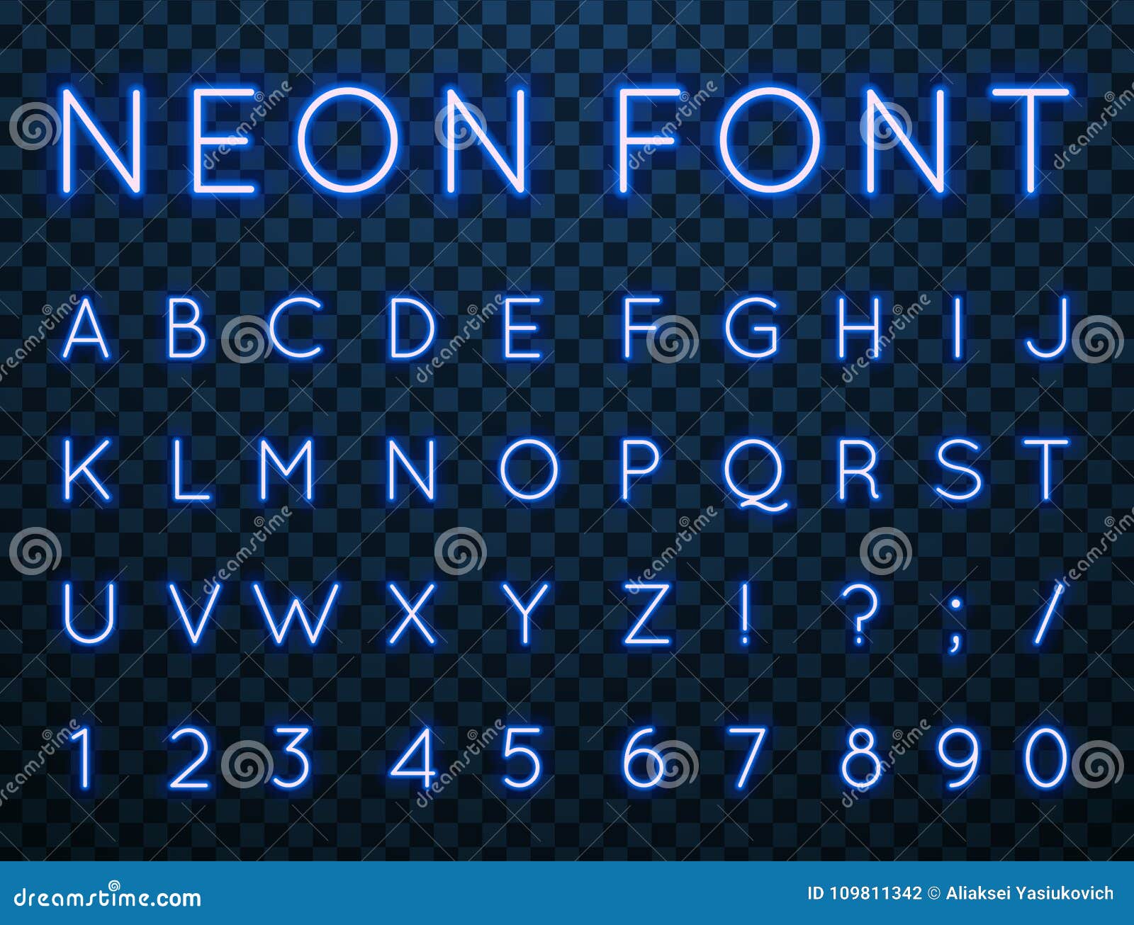 Neon, vector font. stock vector. Illustration of bright - 109811342