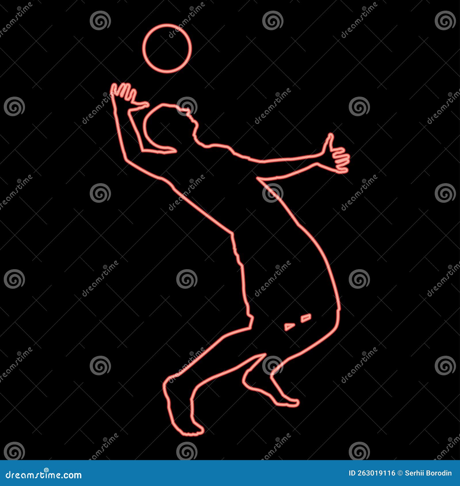 Neon Volleyball Player Or Basketball Player With A Ball Stick Red Color ...