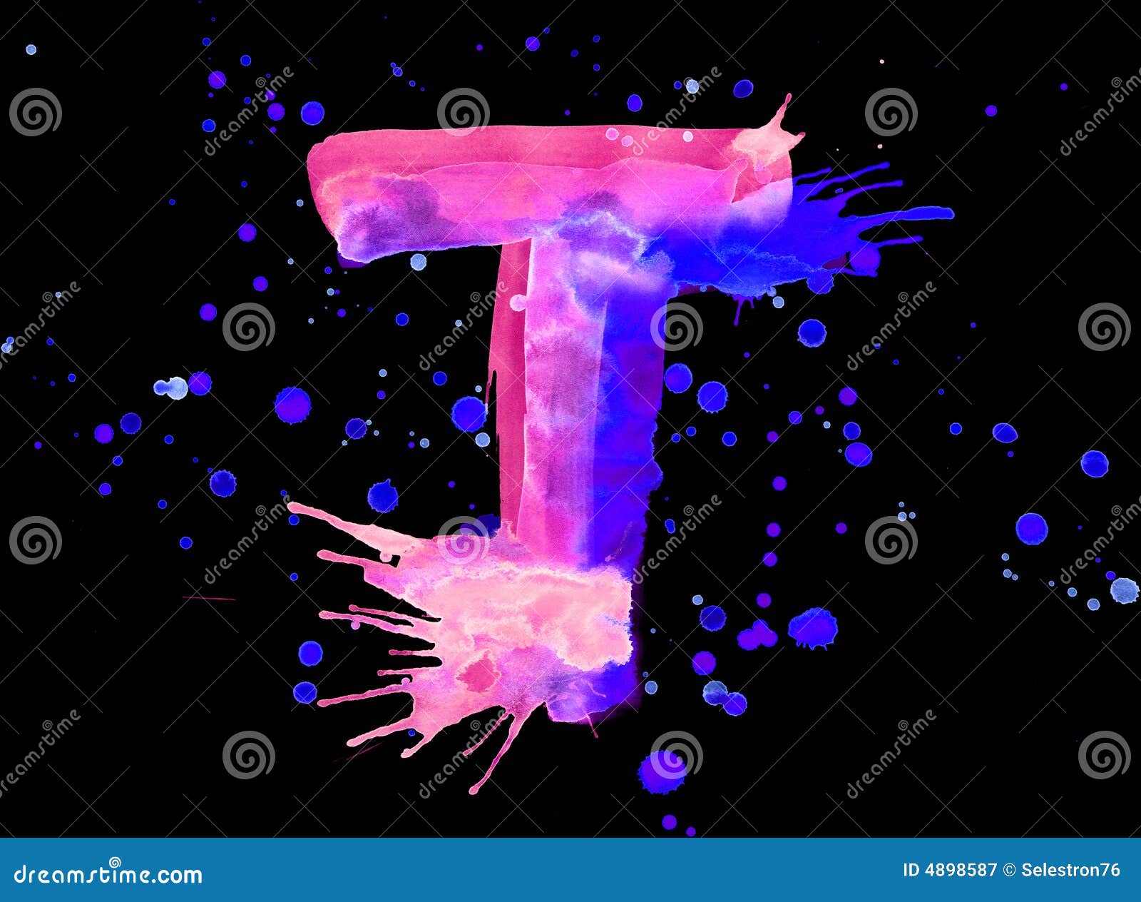 Neon Watercolor Paint - Letter T Stock Illustration - Illustration of