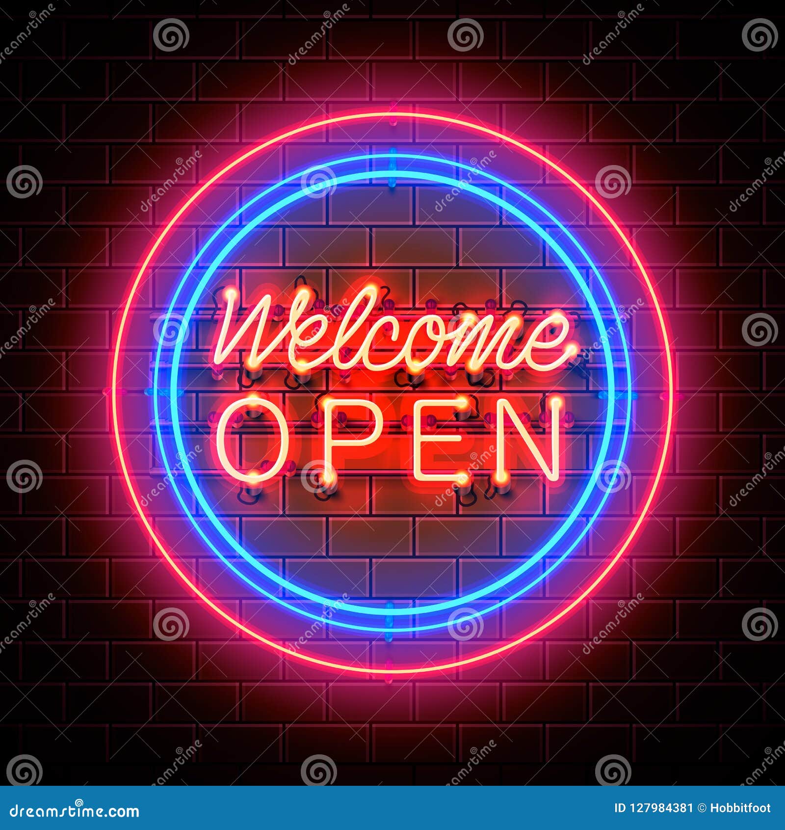 neon welcome open signboard.