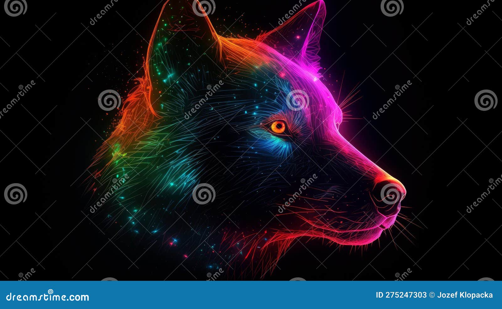 Big fantastic neon wolf in the sky fantasy Desktop wallpapers 1400x1050