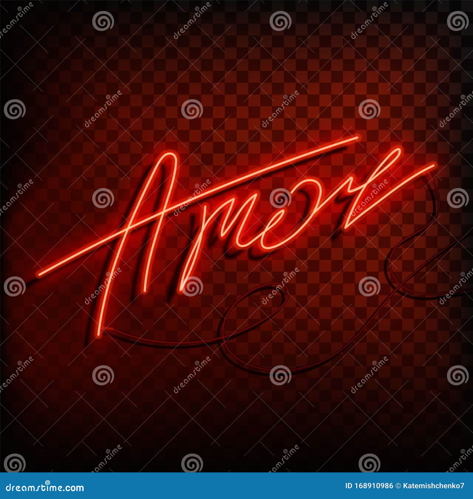 Neon Word Love in Spanish and Portuguese. a Bright Red Sign on a on a ...