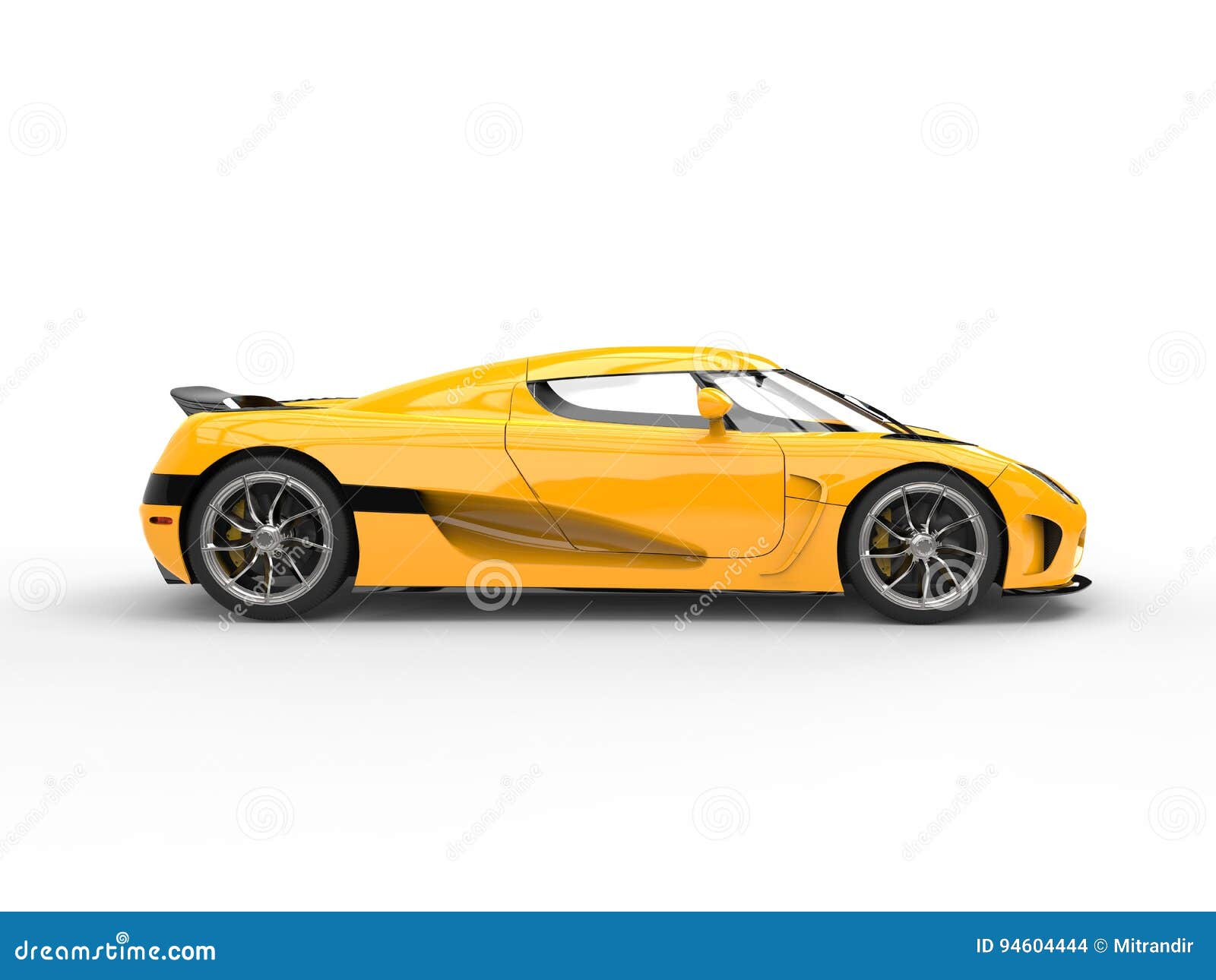 Neon Yellow Modern Super Sports Car - Side View Stock Illustration -  Illustration of race, speed: 94604444