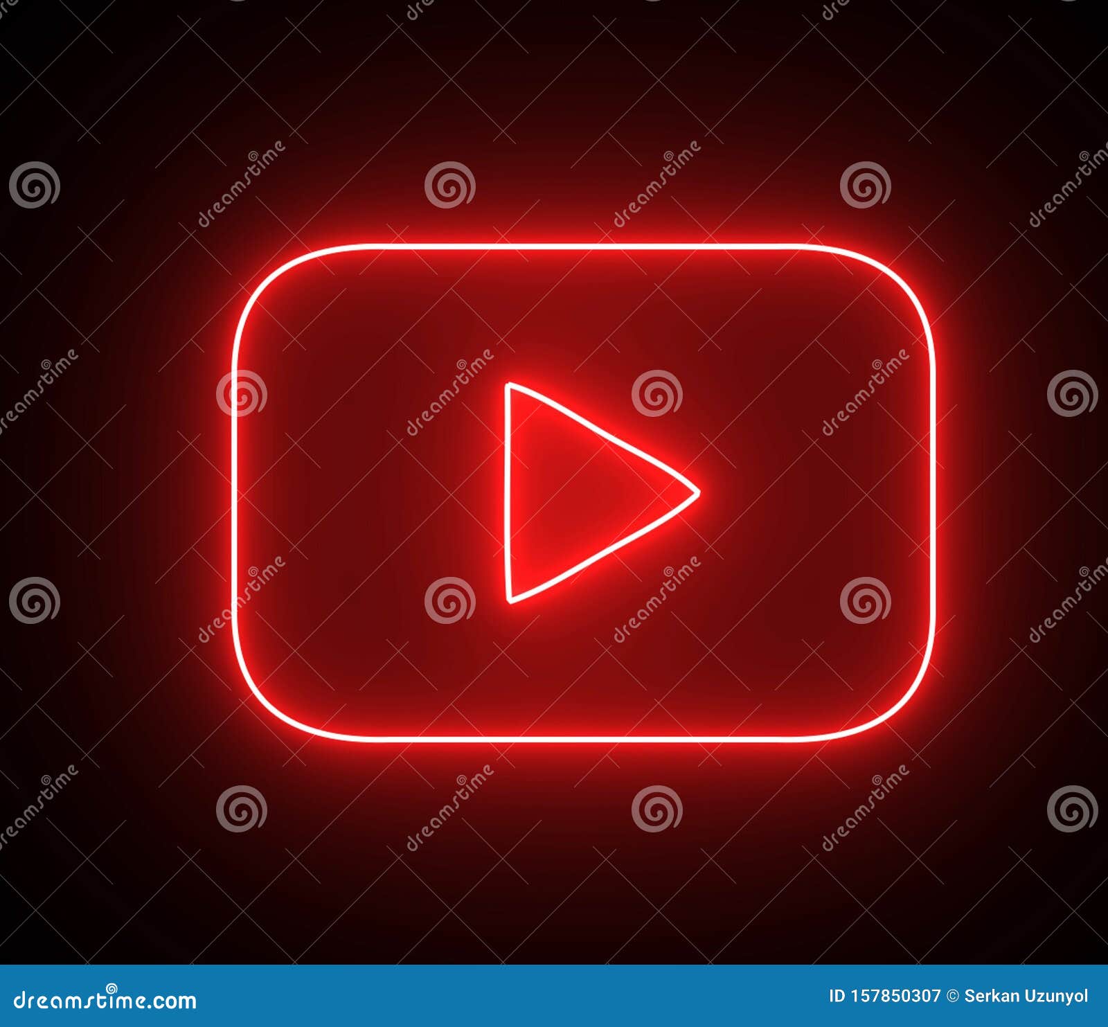 Neon Youtube Icon With Beautiful Glowing Led Light Stock Illustration Illustration Of Company Graphic
