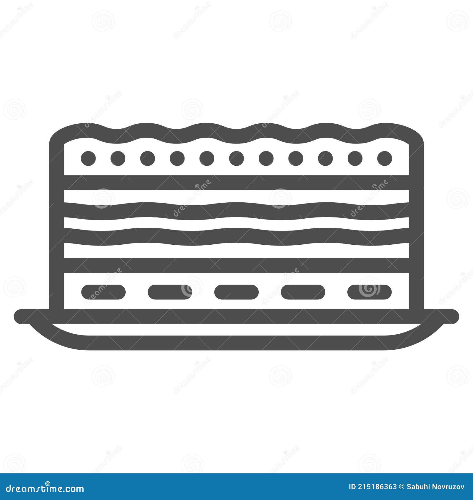 neopolitan cake line icon, french food concept, cake  sign on white background, french cake outline style for