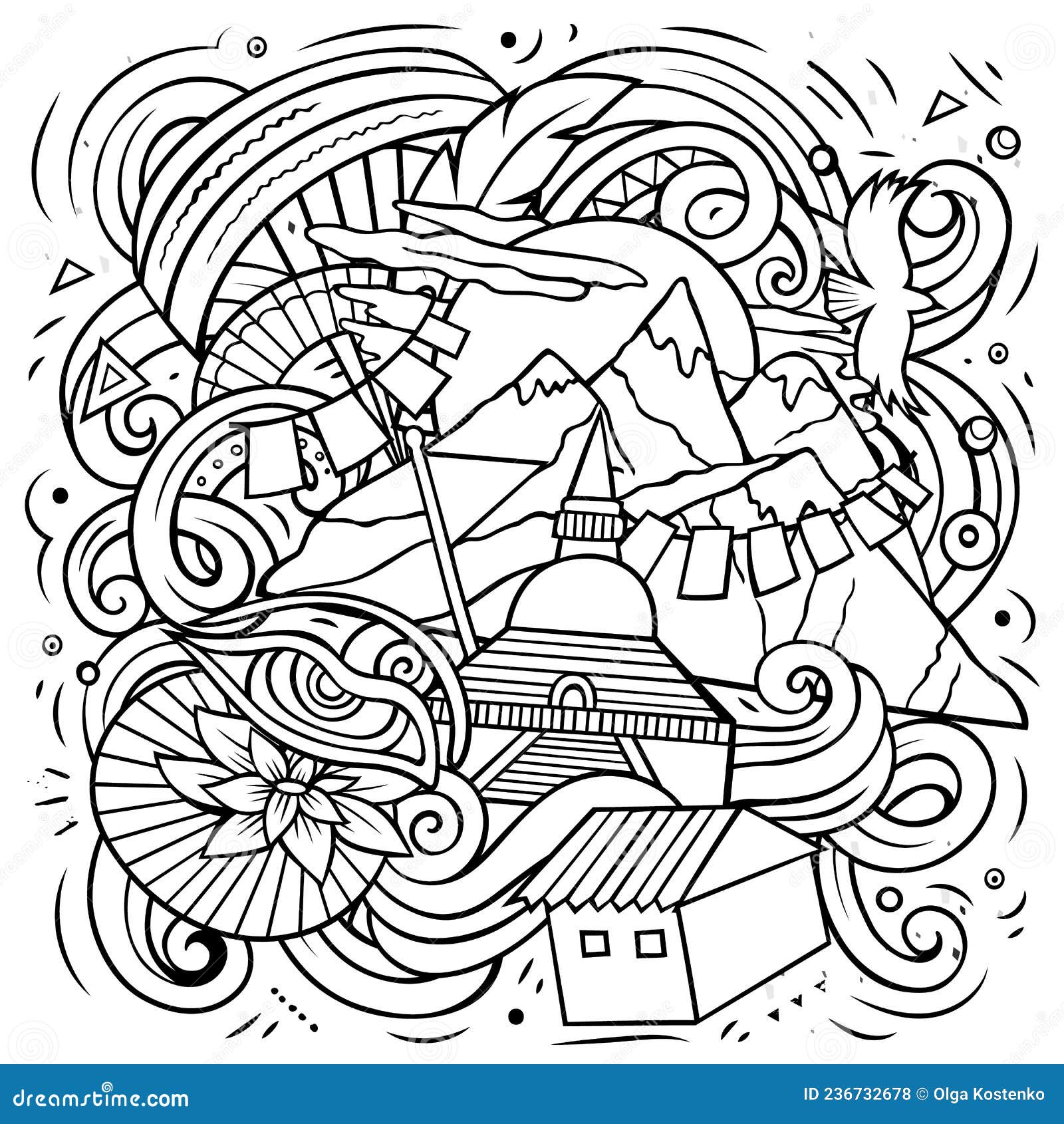 Nepal Cartoon Vector Doodle Illustration Stock Vector - Illustration of ...