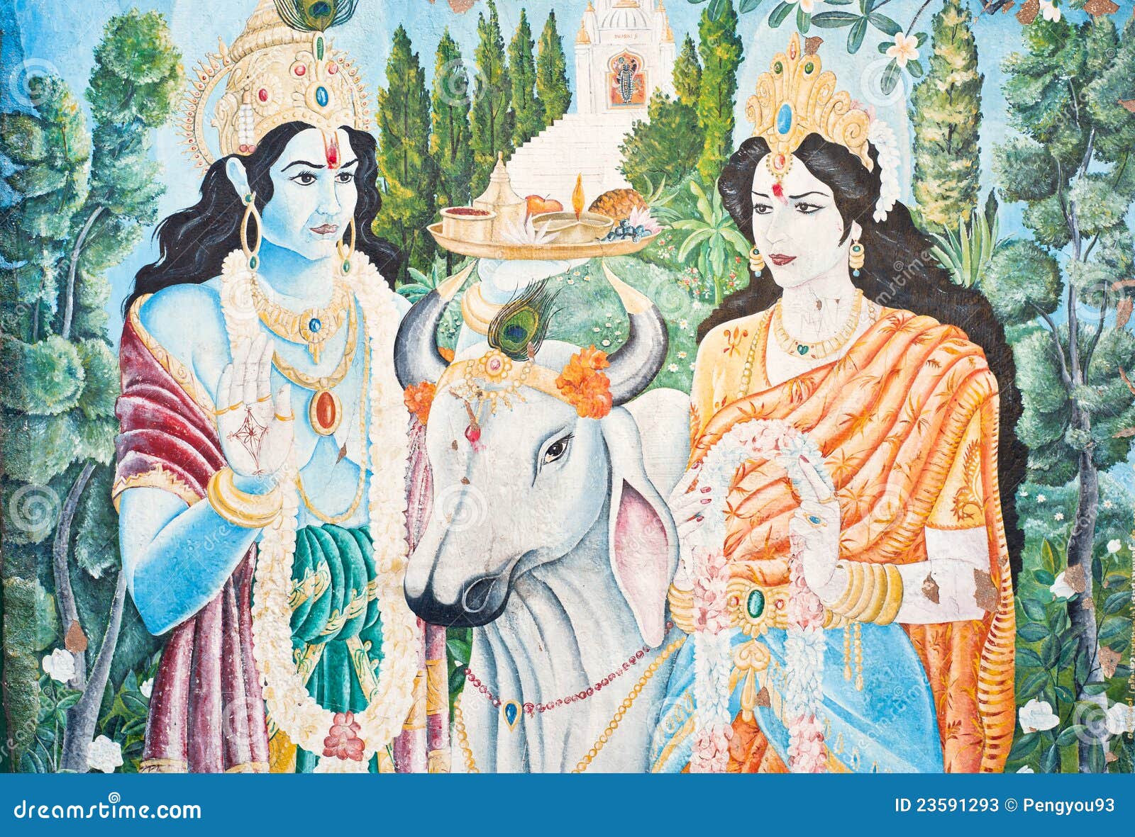 In Nepal, the Temple Wall Murals Stock Illustration Illustration of