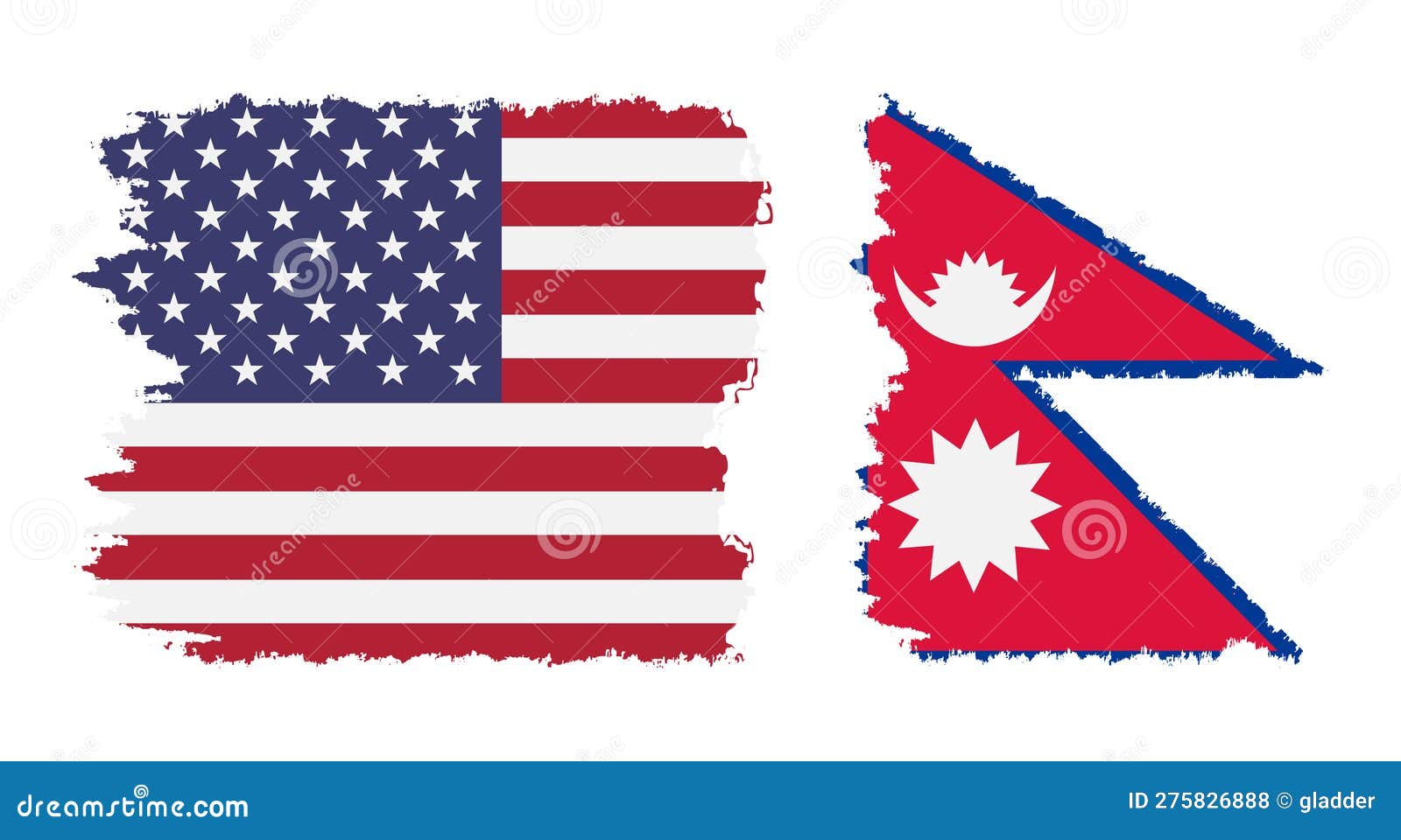 Nepal and USA Grunge Flags Connection Vector Stock Vector