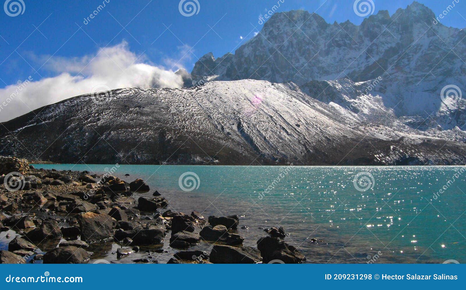 nepal water lake rocks cold blue white everest high