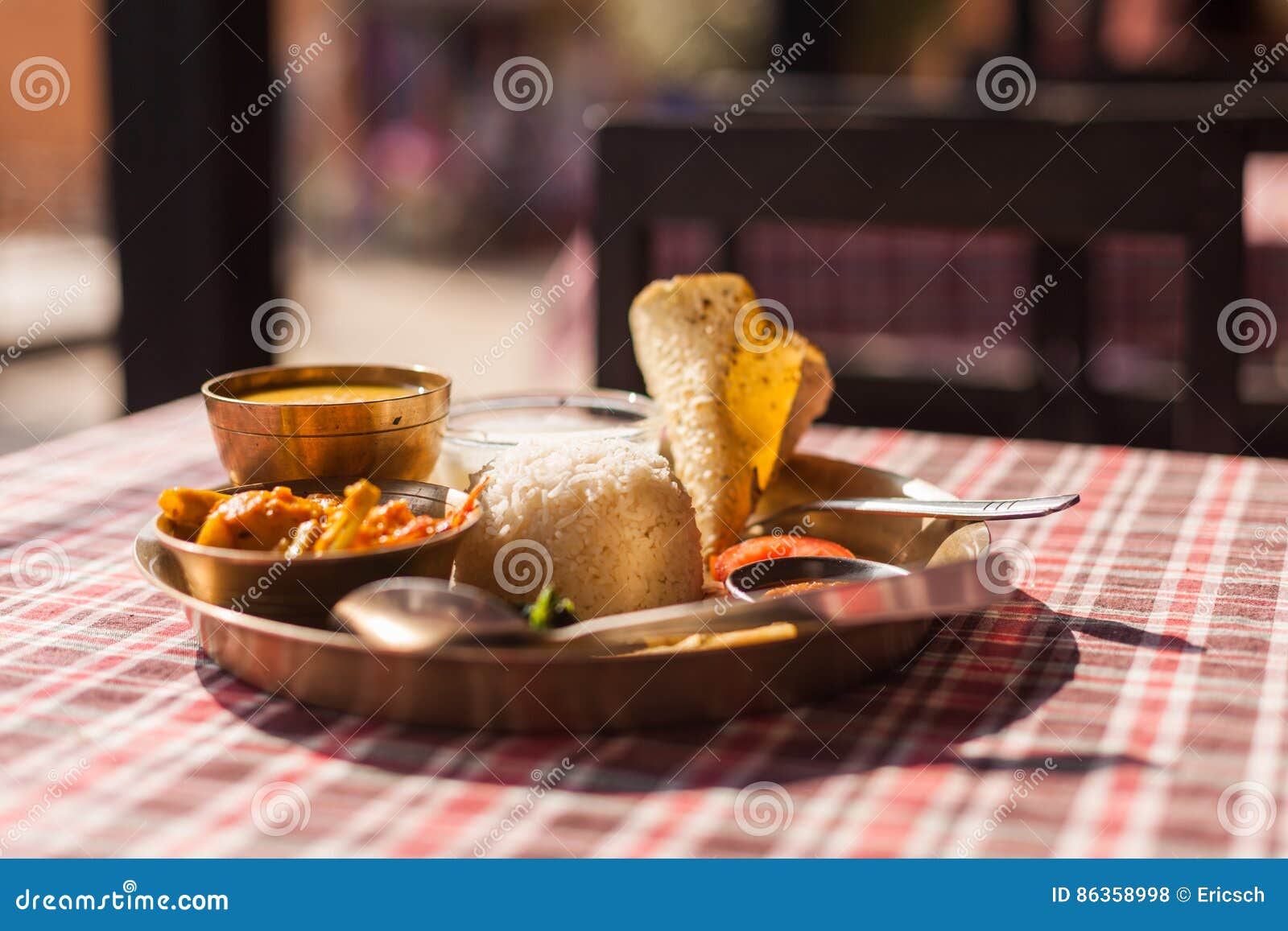 Nepali Thali set stock photo. Image of rice, lunch, bowl 86358998