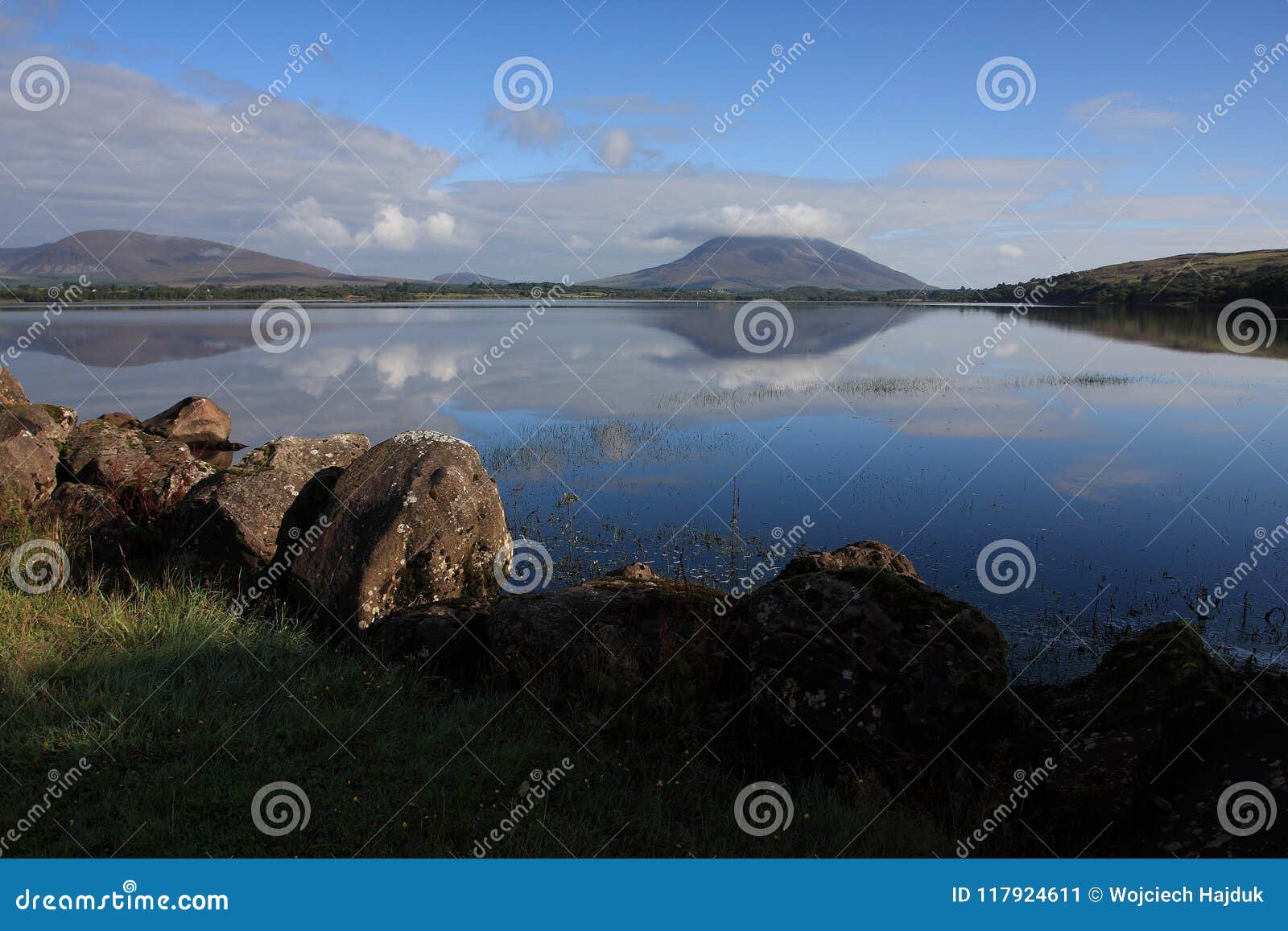 Nephin Mountain in Water Reflection Stock Image - Image of green ...