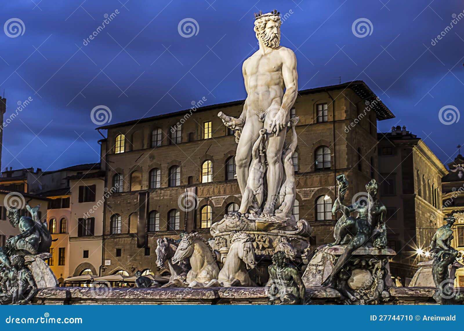 Neptune Fountain, Florence stock photo. Image of blue 27744710