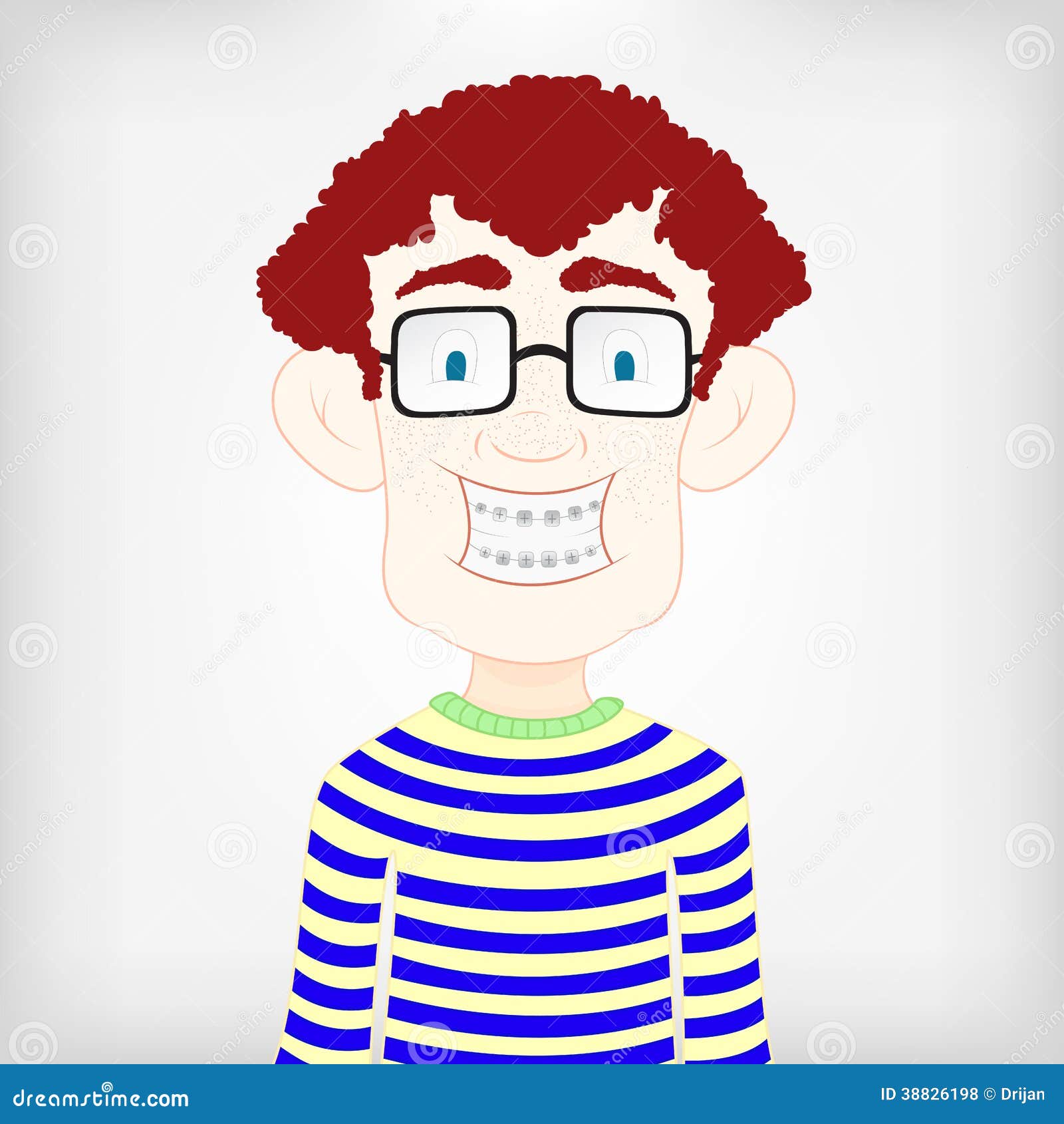 Nerd Boy with Braces in the Teeth Stock Illustration Illustration of