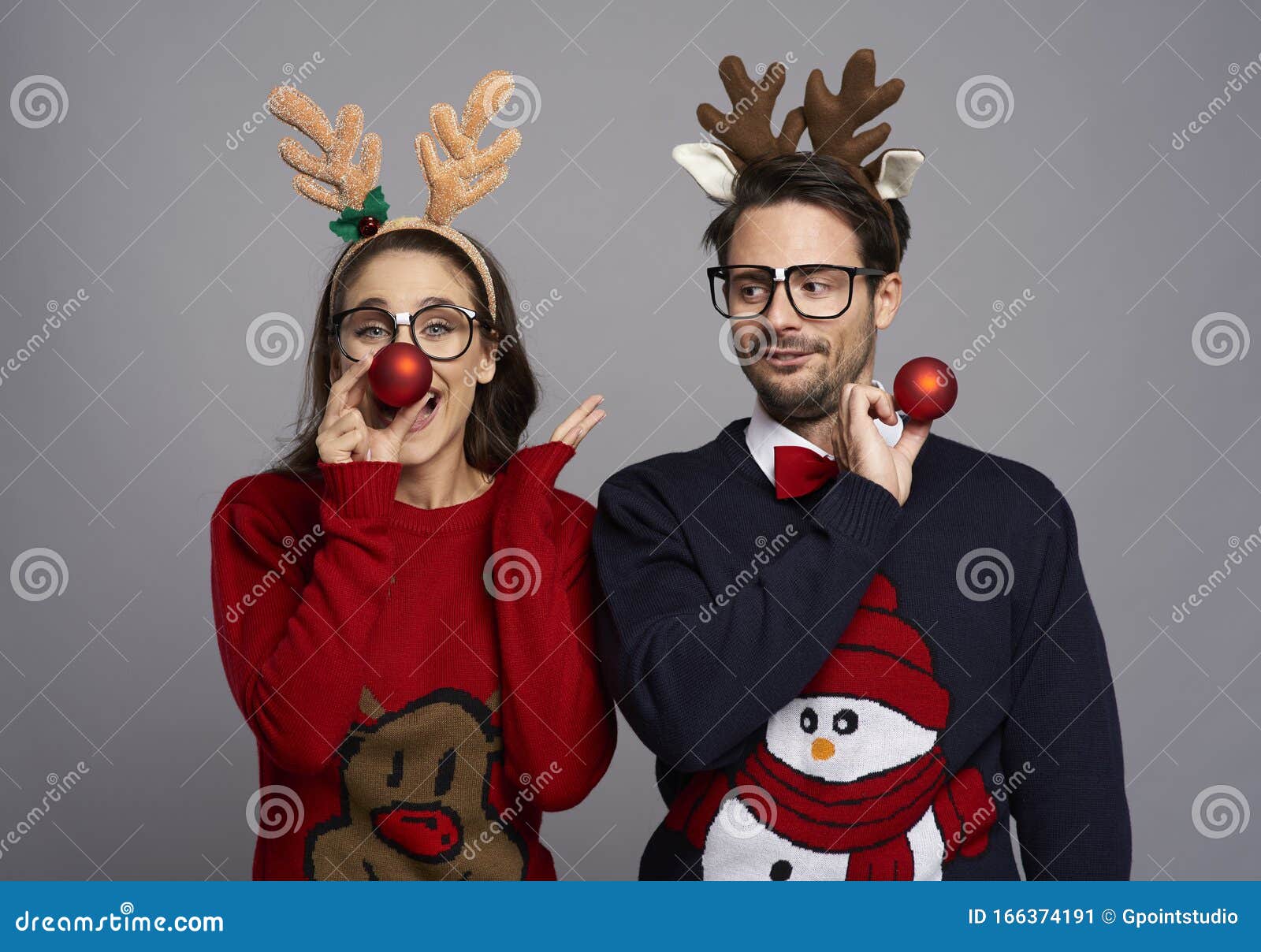 Nerd Couple in Christmas Time Stock Image - Image of look, bizarre ...