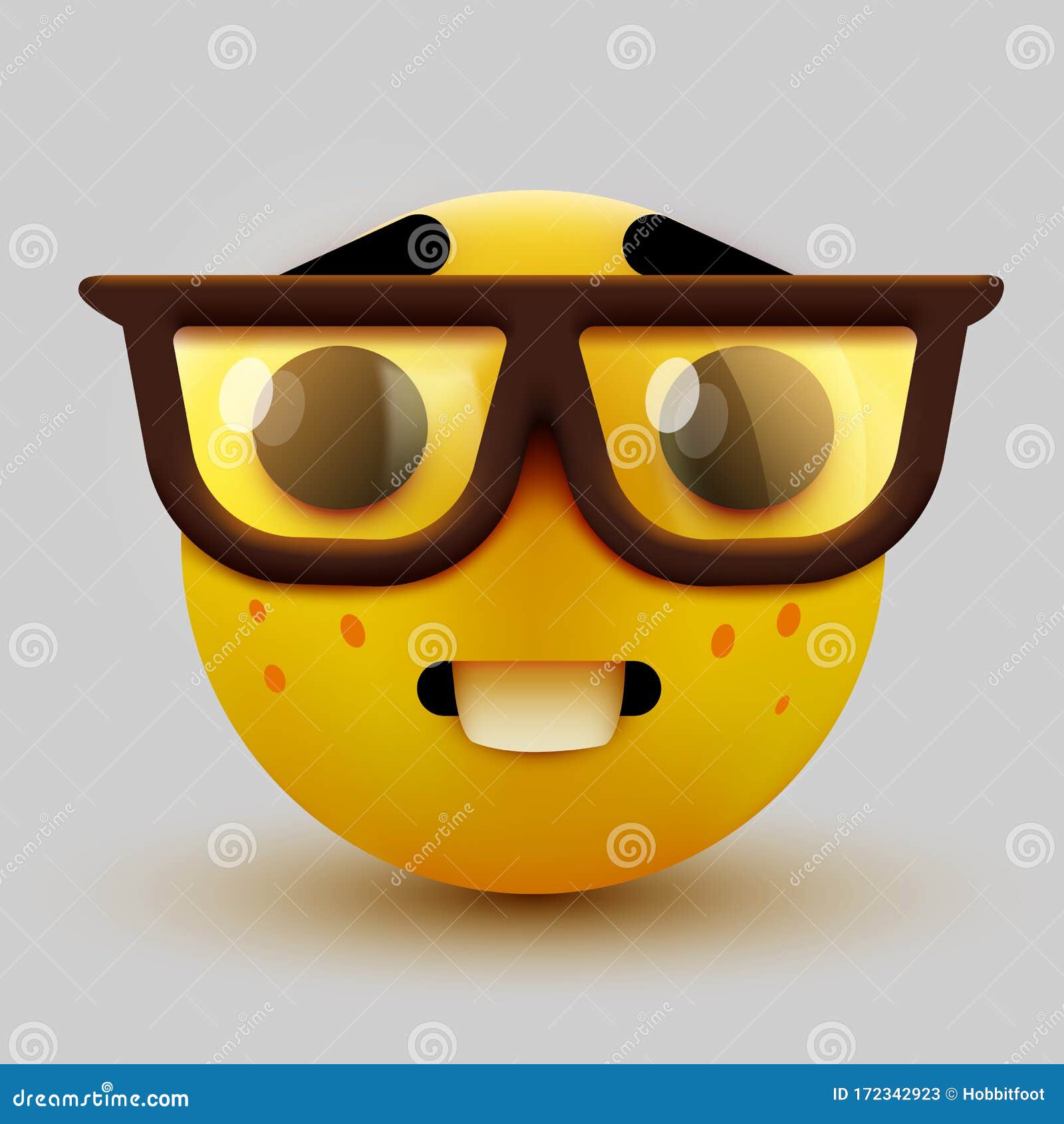 Nerd Face Emoji, Astuto Emoticono Con Gafas Geek O Estudiante