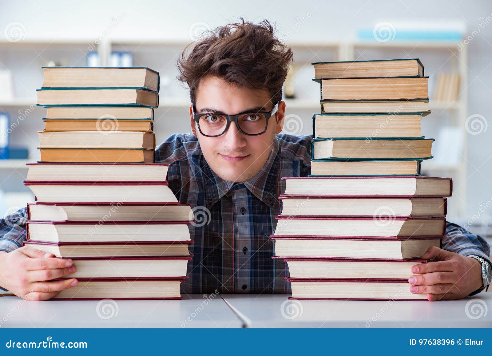 The Nerd Funny Student Preparing for University Exams Stock Photo - Image  of angry, educational: 97638396
