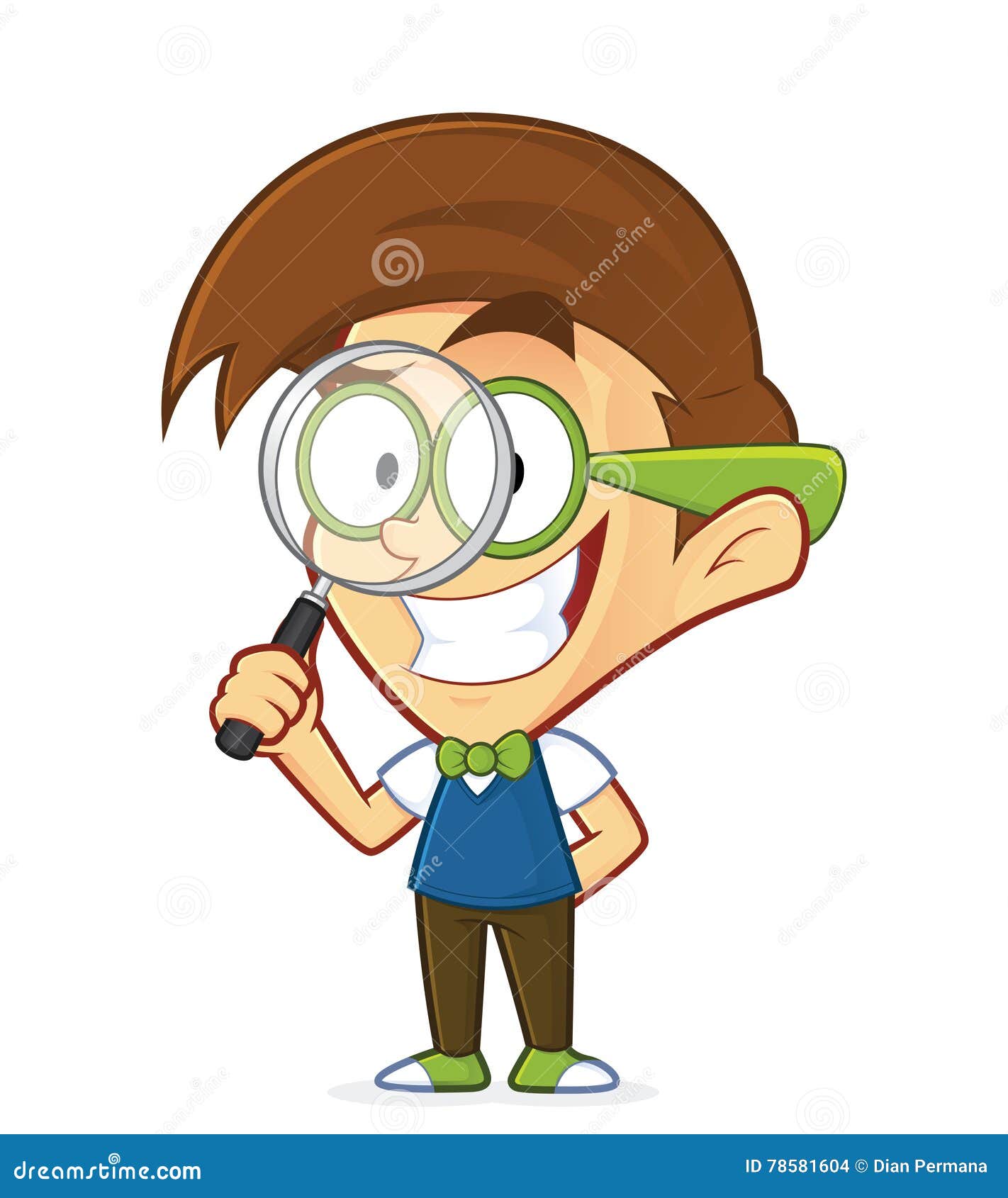 Εικόνα Clipart ενός χαρακτήρα κινουμένων σχεδίων nerd geek που κρατά μια ενίσχυση - γυαλί