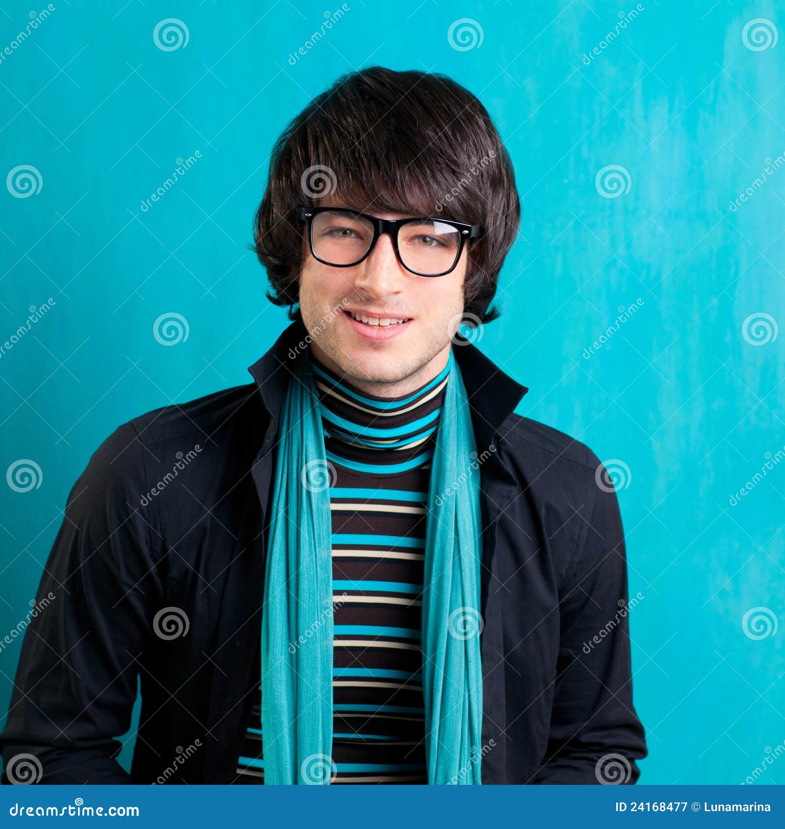 Nerd Retro British Indie Look With Handkerchief Royalty Free Stock