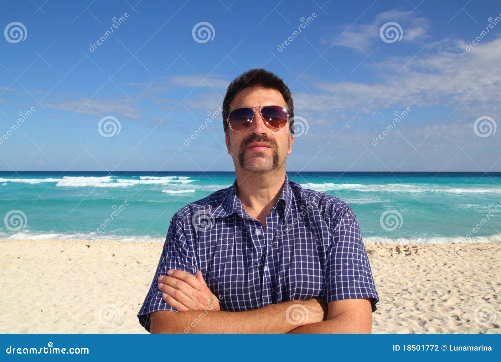 Nerd Tourist Mustache On Caribbean Beach Stock Photography - Image ...