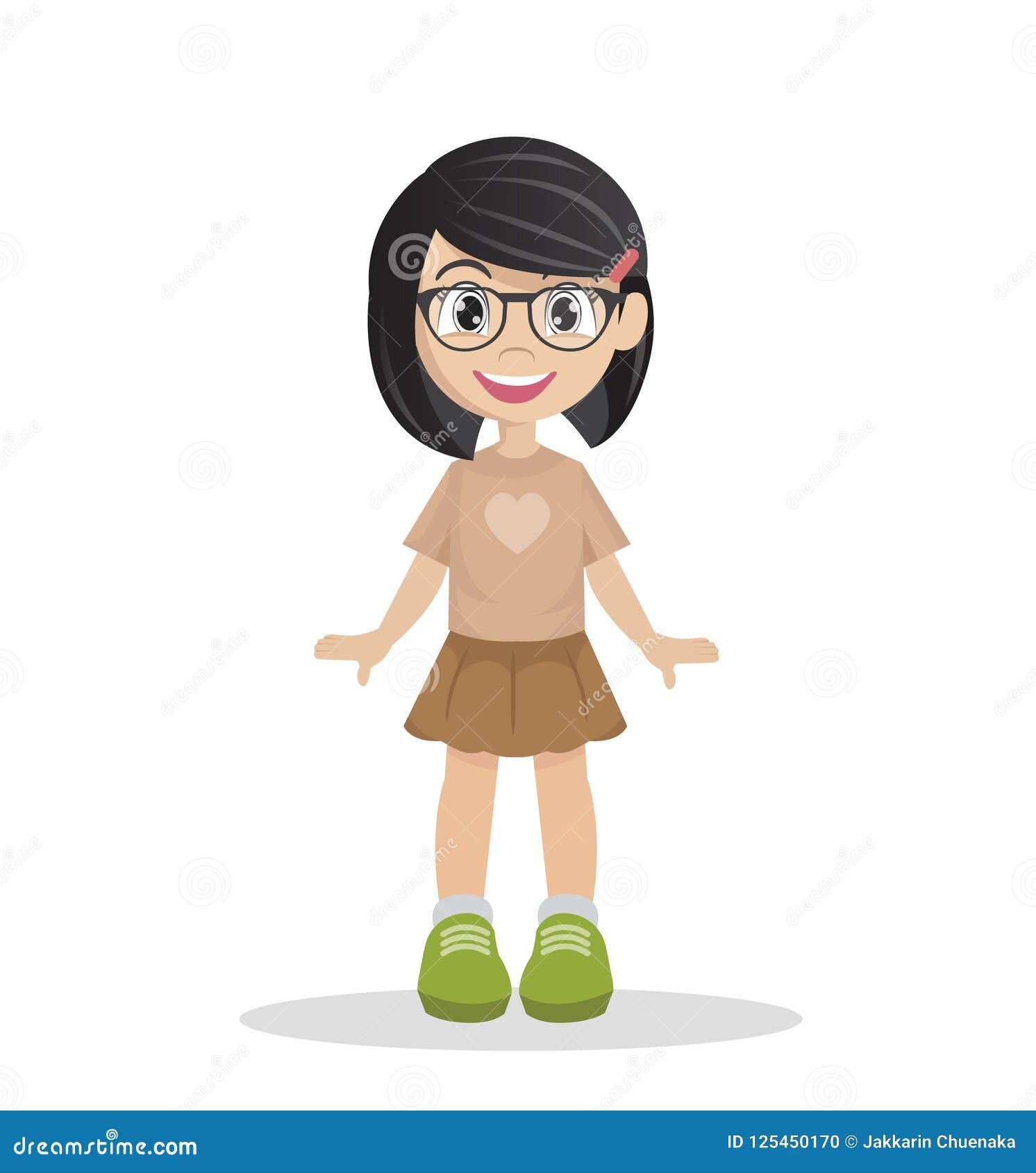 Nerdy girl with glasses. stock vector. Illustration of school - 125450170