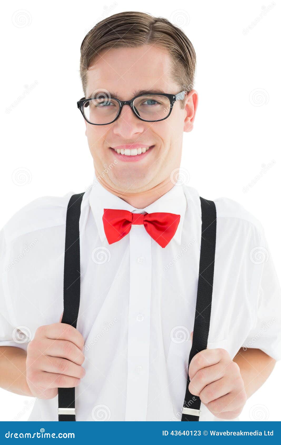 Nerdy Hipster Pulling His Suspenders Stock Image Image of handsome