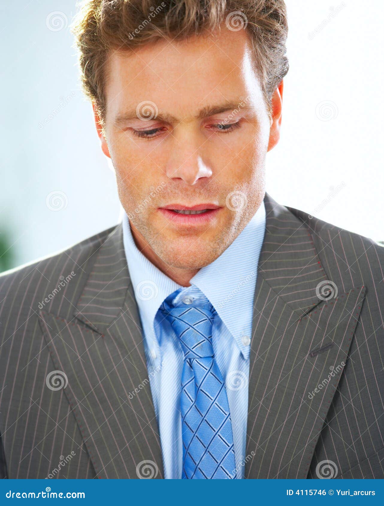 Nervous Businessman Looking Down Stock Photo Image of manager, close