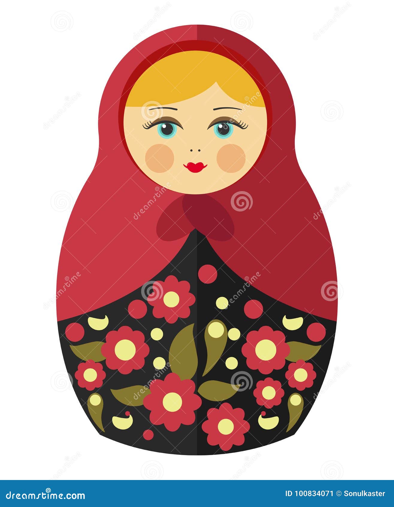 Nesting Doll with Blond Hair in Maroon Kerchief Stock Vector ...