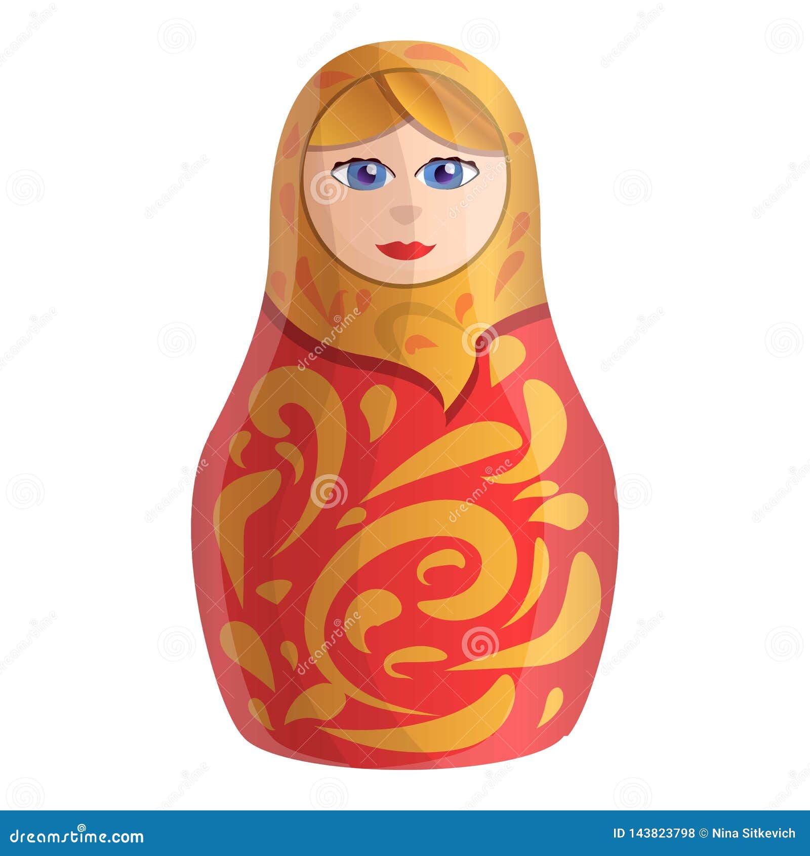 Nesting Doll Icon, Cartoon Style Stock Vector Illustration of bright