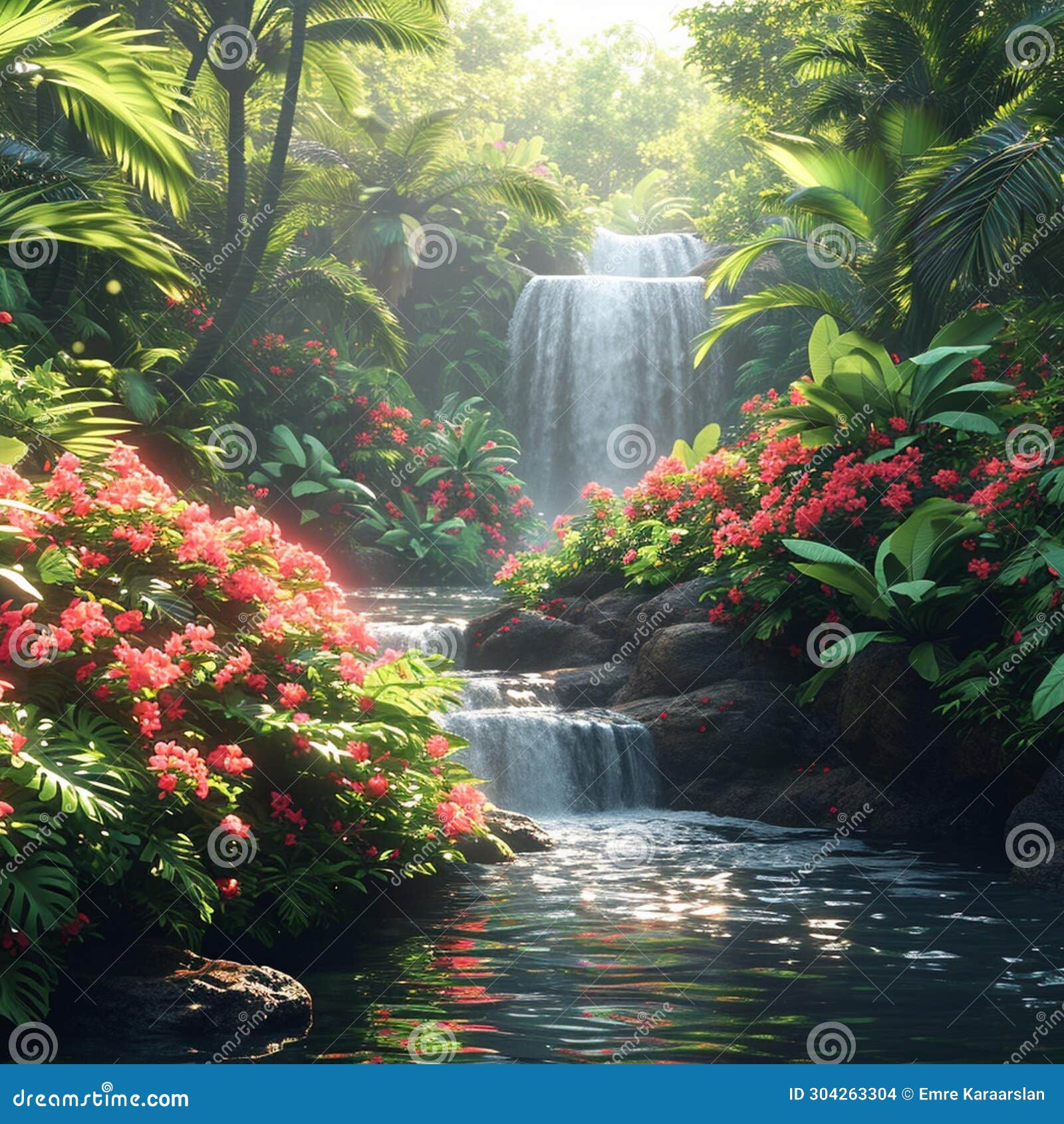 serene shores: the floral waterfall sanctuaries