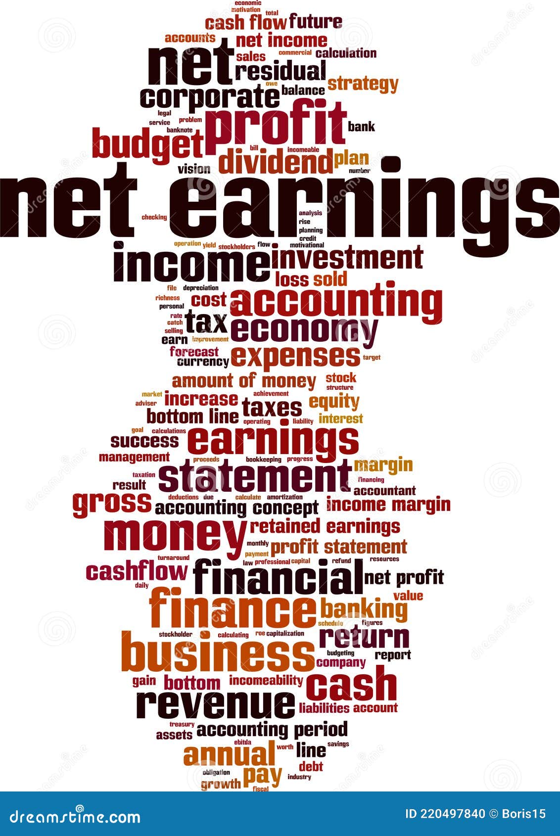 Net earnings word cloud stock vector. Illustration of profit 220497840
