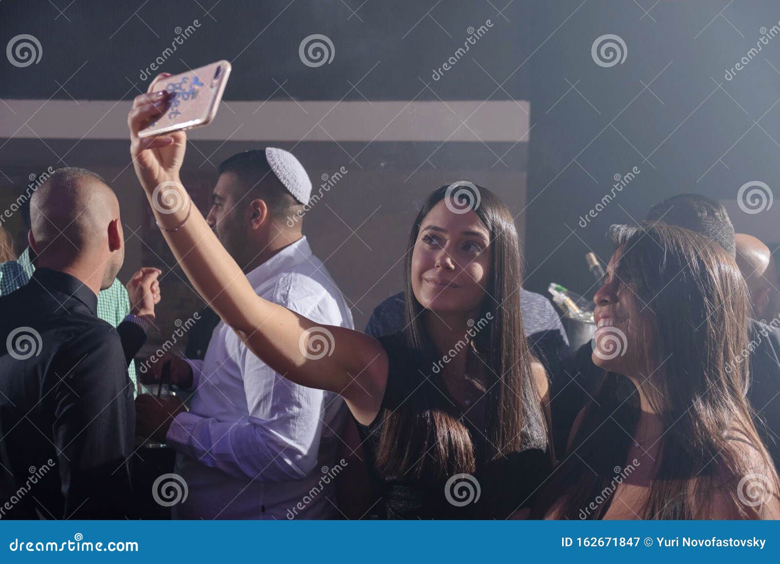 Netanya Israel 08 29 2018 Party People Taking Selfie Dance