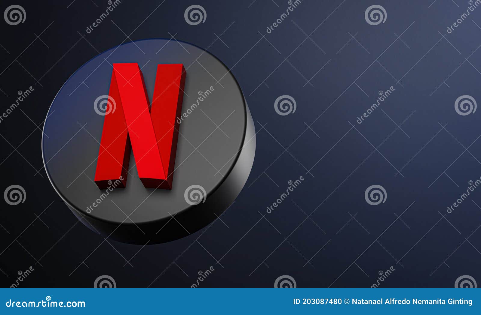 Netflix Circle Button Icon 3D On Dark Bakcgorund. Elegant Template Blank  Space Editorial Image - Image Of Mobile, Macro: 203087480