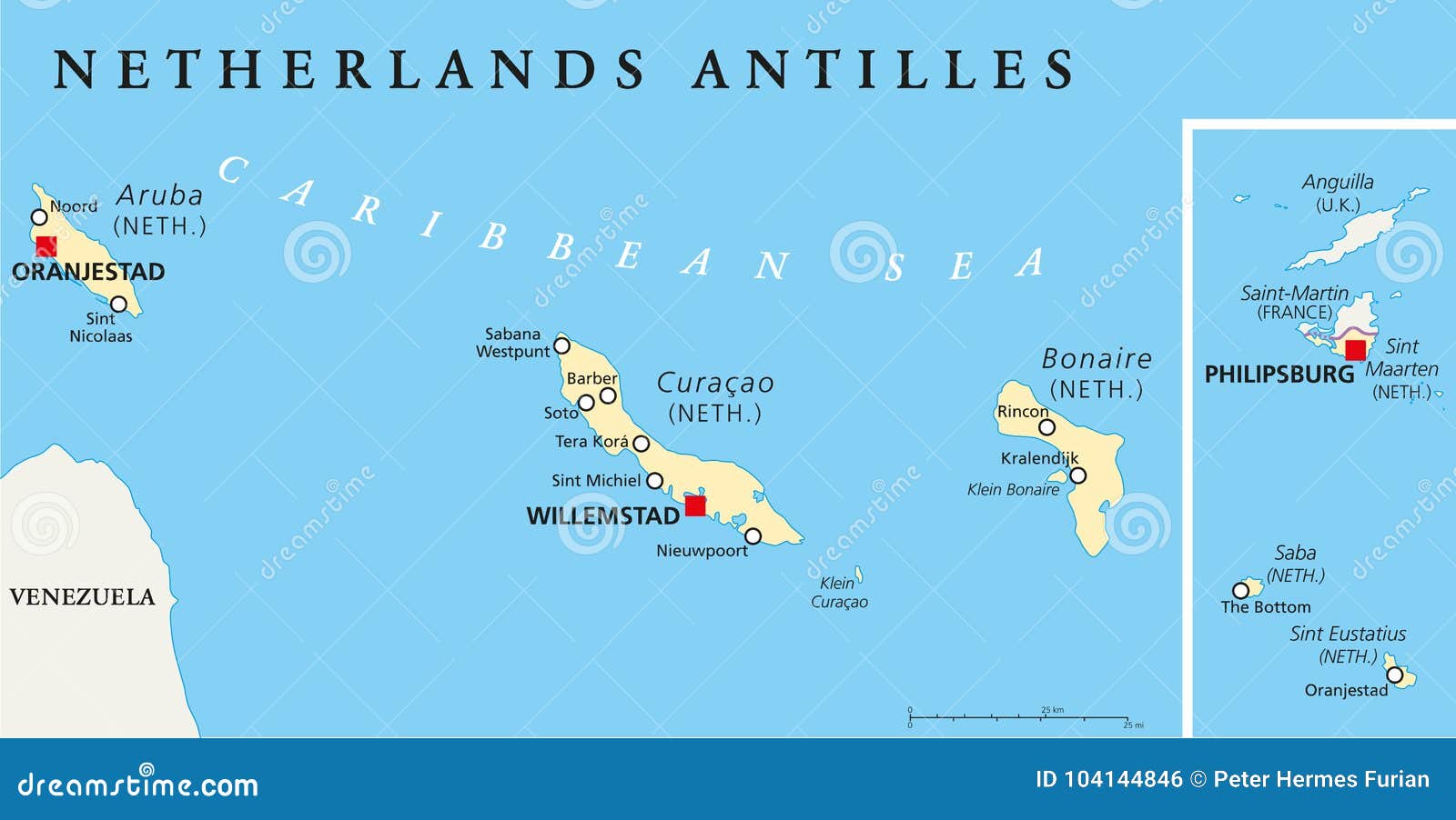 netherlands antilles political map