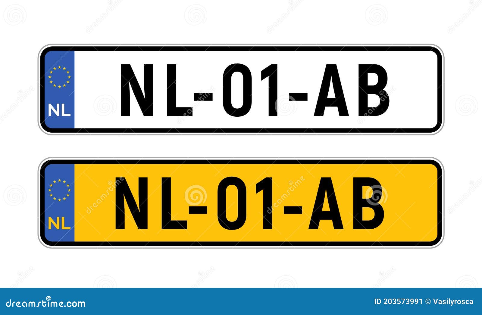 Netherlands Dutch License Plate. European Netherlands Car Auto Plate