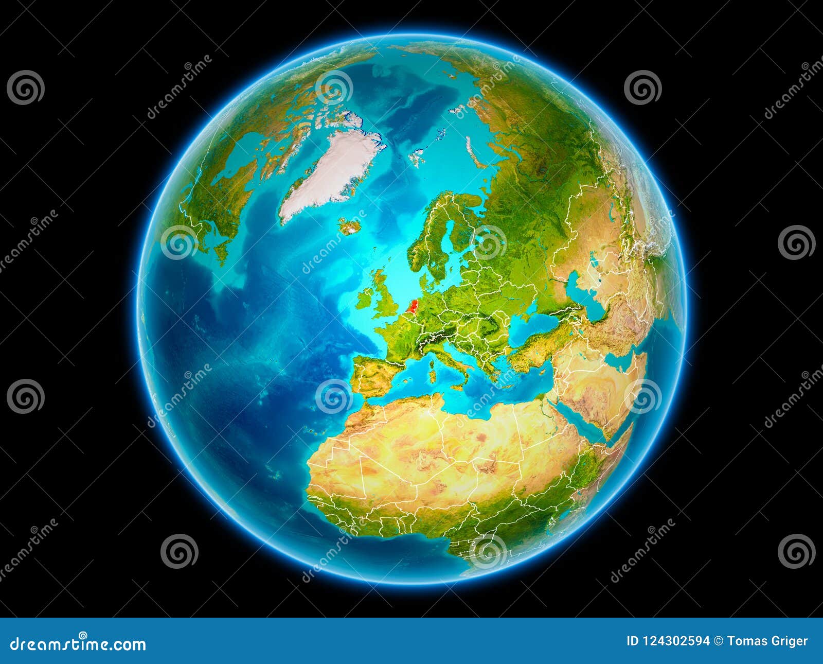 Netherlands on Earth from Space Stock Illustration - of satellite, international: 124302594