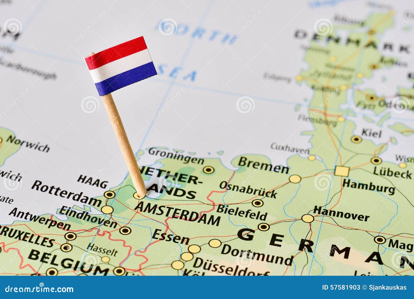 netherlands flag on map