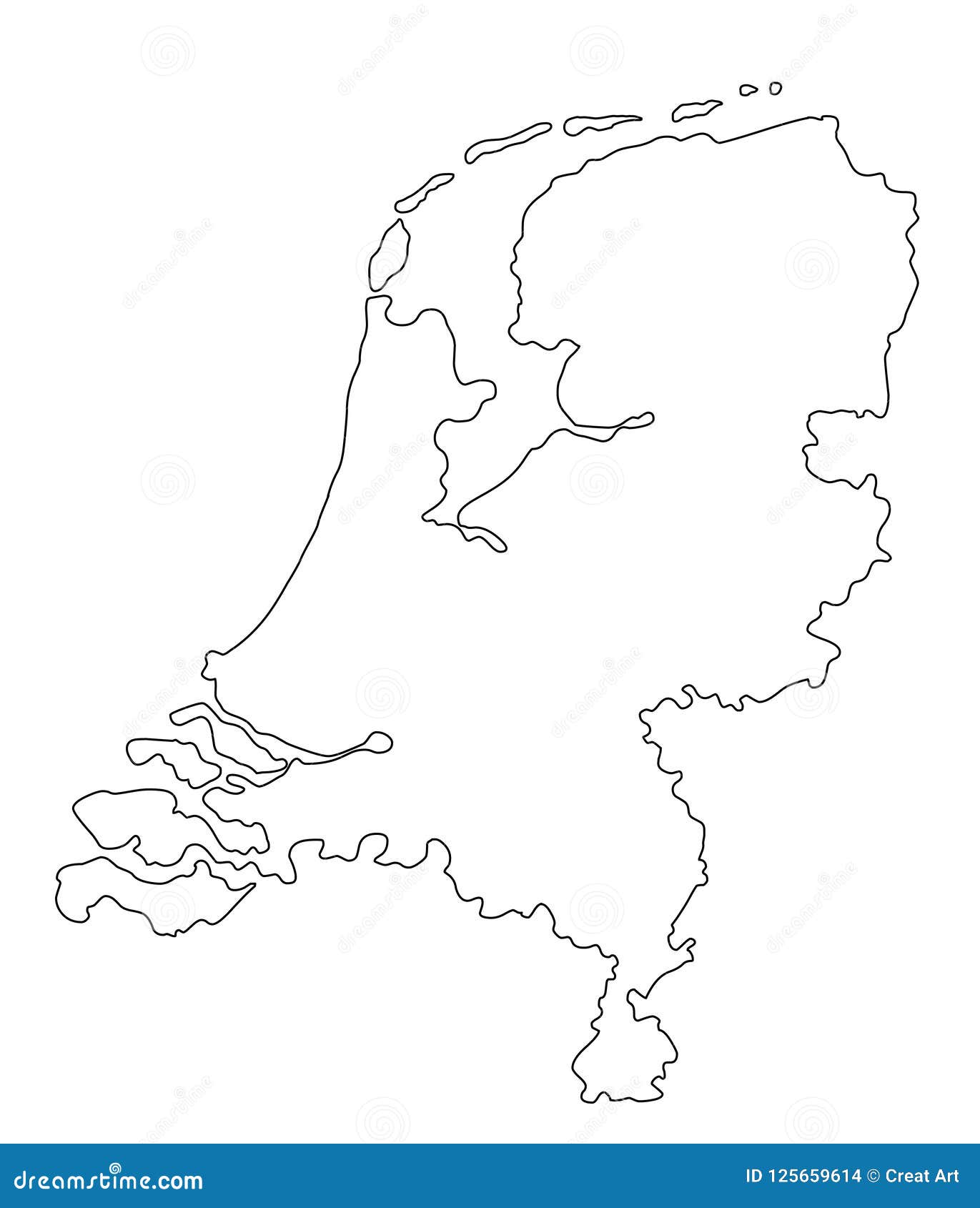 Netherlands Map Outline Vector Illustration Stock Vector - Illustration