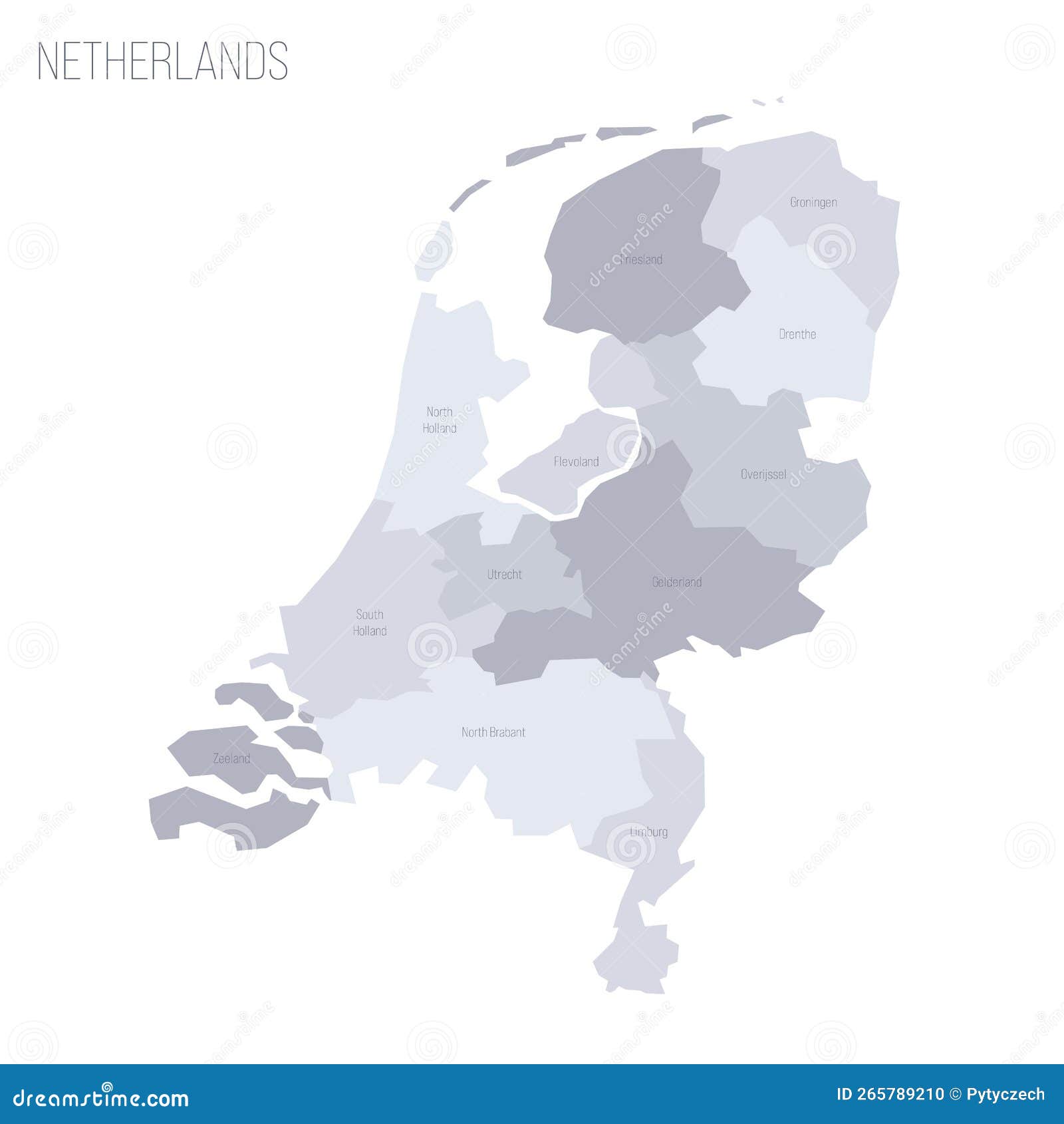 Netherlands Political Map of Administrative Divisions Stock Vector