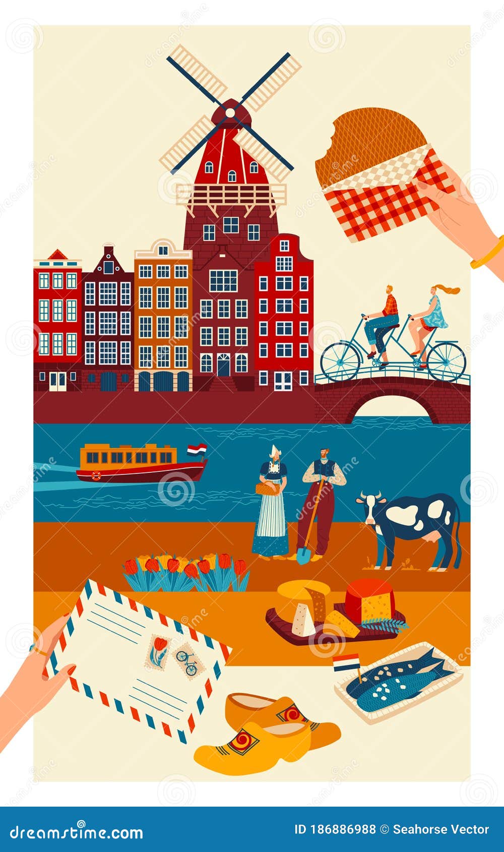 Nedar Land Xxx Video - Netherlands Travel Postcard, Main Symbols of Dutch Culture and Sightseeing  Landmarks, Vector Illustration Stock Vector - Illustration of food,  cuisine: 186886988