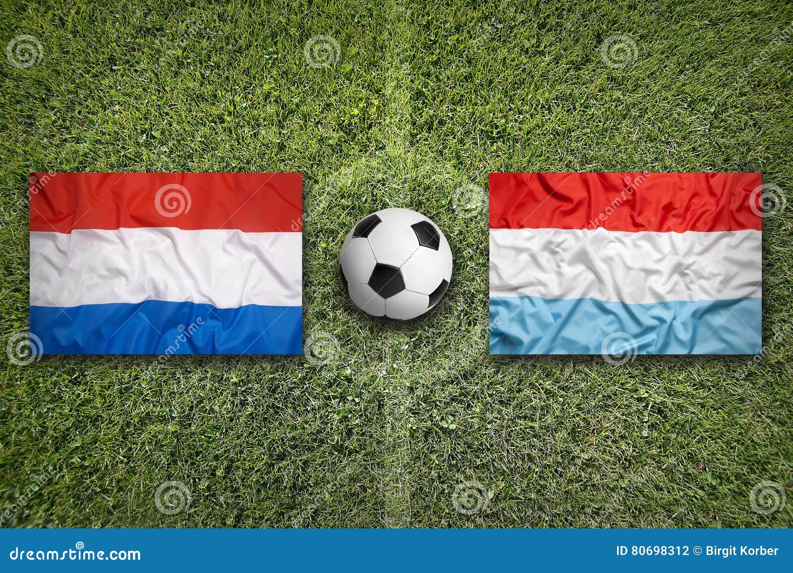 Netherlands Vs. Luxembourg Flags on Soccer Field Stock Photo Image of