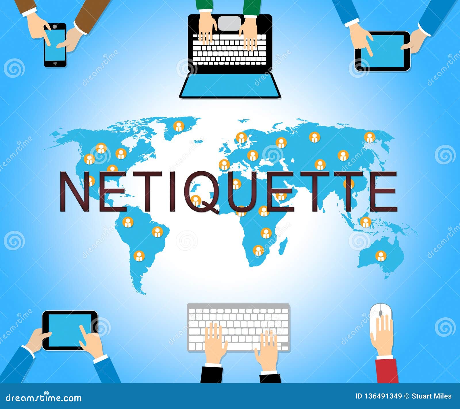 Netiquette Pix Netiquette Polite Online Conduct Or Web Etiquette - 3d Illustration