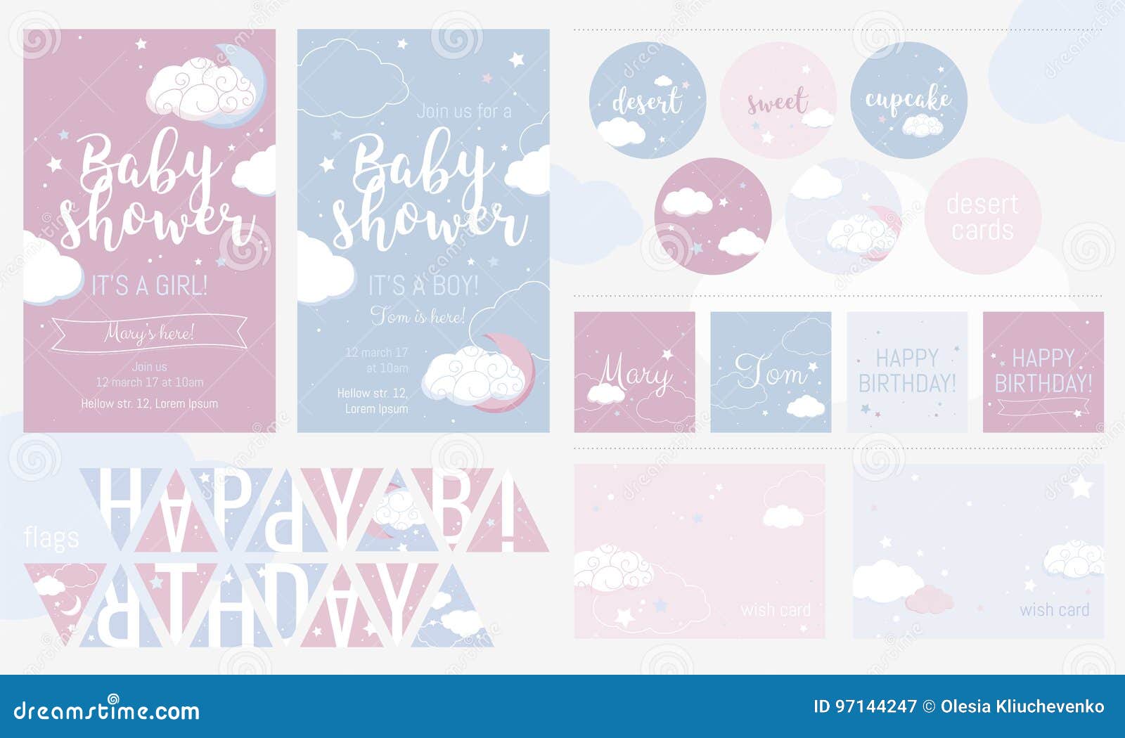Nette Einladungskarten Fur Babyparty Und Geburtstagsfeier Vektor Abbildung Illustration Von Nette Geburtstagsfeier