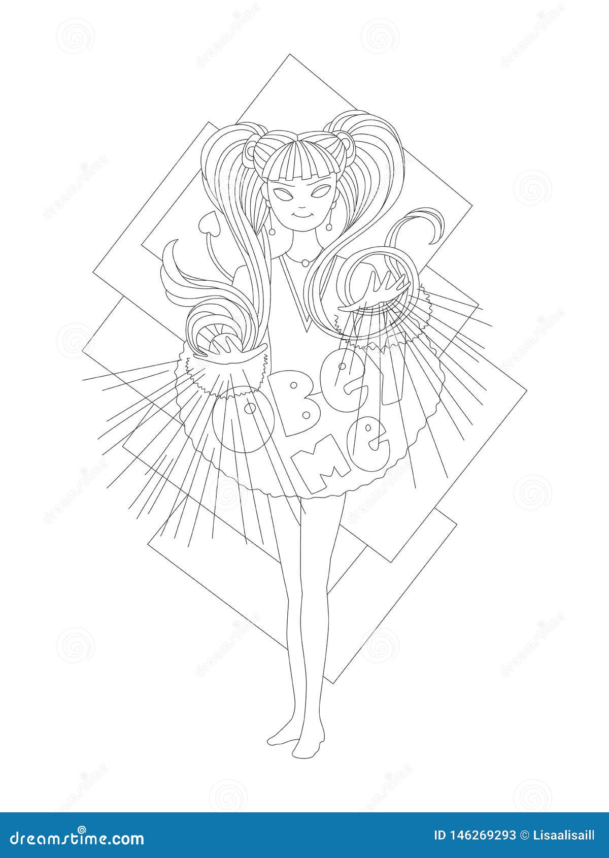 Witch Anime Girl Outline Drawing 17198934 Vector Art at Vecteezy